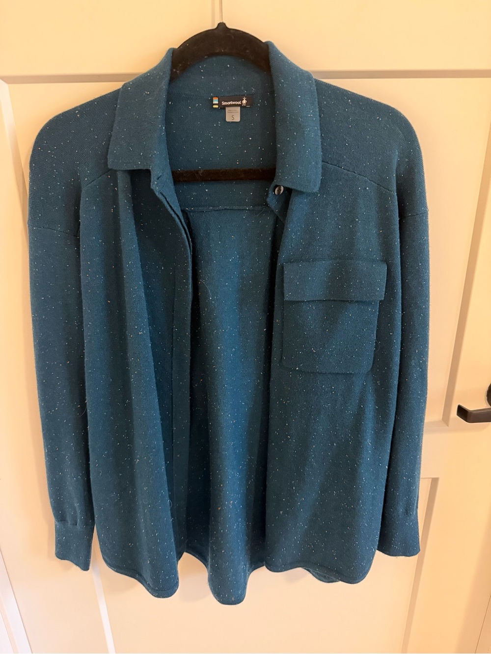 Smartwool Merino Wool Shacket Small Blue Flecked Knit Shirt Jacket F23